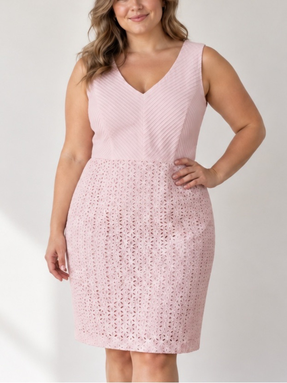 Michelle Antonelli Pink Eyelet Lace Dress Size 16